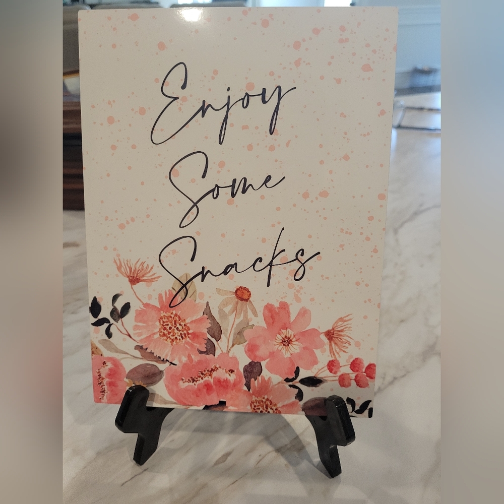 Floral Snack Sign - Pink and Black